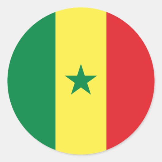 Senegalese vlag, vlag van Senegal Ronde Sticker (Voorkant)