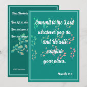 S'engager auprès du Seigneur Proverbes 16:3 Carte (Devant / Derrière)