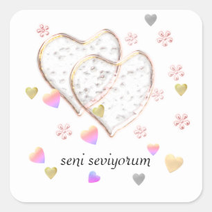 seni seviyorum , gepersonaliseerd vierkante sticker