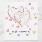 seni seviyorum , gepersonaliseerd wijn etiket (Enkel label)