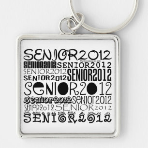 Senior 2012 Square Sleutelhanger (zwart)