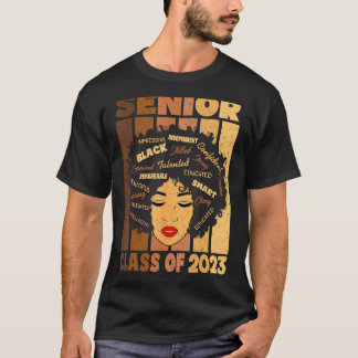 Senior 2023 Class Black Smart Afro Melanin African T-shirt