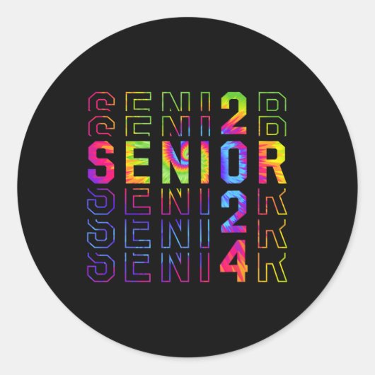 Senior 2024 Grappige Stropdas-kleurstof klasse van Ronde Sticker (Voorkant)