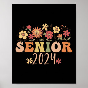 Senior 2024 Groovy Retro Klasse van 2024 Afstudere Poster