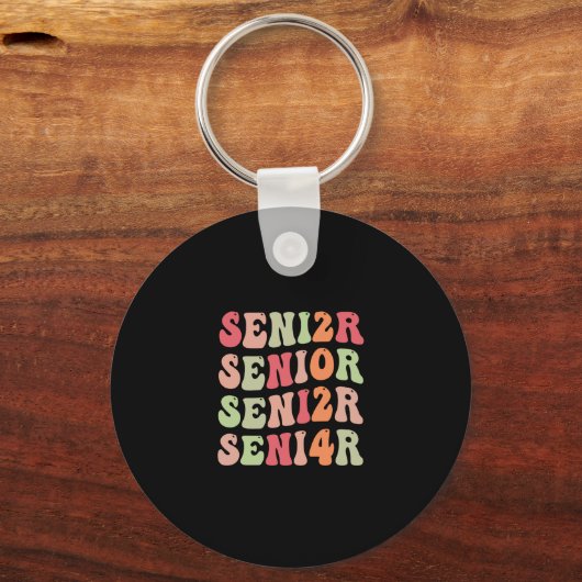 Senior 2024 Groovy Terug naar School Class 2024 Sleutelhanger (Voorkant)