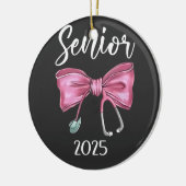 Senior 2025 Coquette Klasse van 2025 Roze Bogen Keramisch Ornament (Links)
