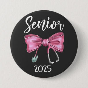 Senior 2025 Coquette Klasse van 2025 Roze Bogen Ronde Button 7,6 Cm