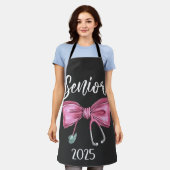 Senior 2025 Coquette Klasse van 2025 Roze Bogen Schort (Gedragen)