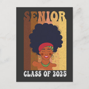 Senior 2025 Klasse Zwart Smart Afro Melanine Afrik Aankondigingskaart