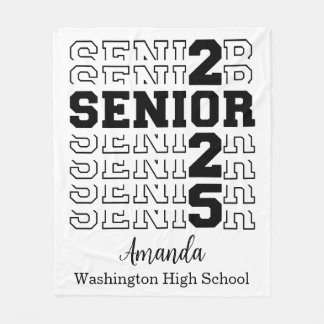 Senior 2025 Velveteen pluche deken, gepersonalisee Fleece Deken