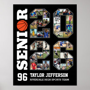 Senior 2026 Basketbalteam Sport Foto Collage Poster