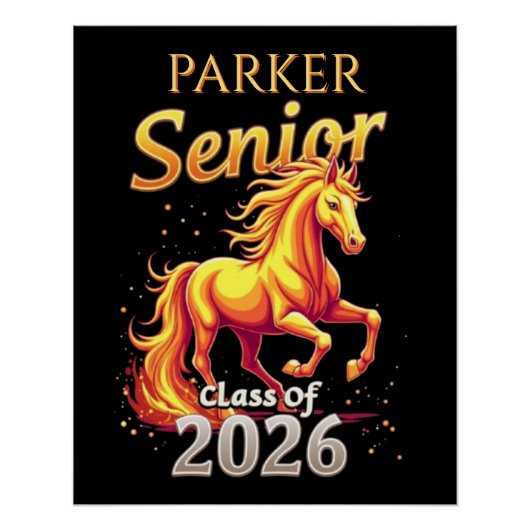 Senior 2026 Graduation Personalized Fire Horse Perfect Poster (Voorkant)