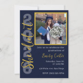 Senior 2026 Graduation Photo Invitation Navy Gold (Devant)