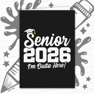 Senior 2026 Grappige Afstudeercitaat Typografie Kaart