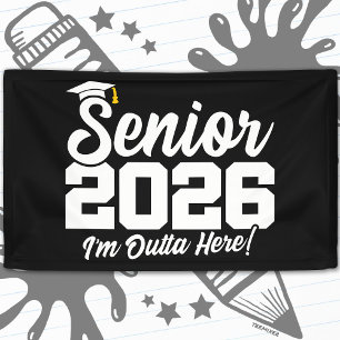 Senior 2026 Grappige Afstudeerquote Typografie Spandoek