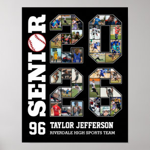 Senior 2026 Honkbalteam Sport Foto Collage Poster