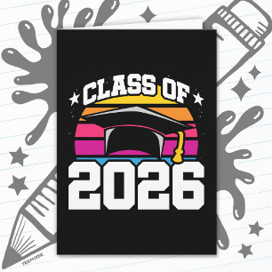 Senior 2026 Klas van 2026 Afstuderen Retro Zonsond Kaart