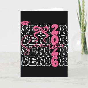 Senior 2026 Klas Van 2026 Coquette Roze Strik Afst Kaart