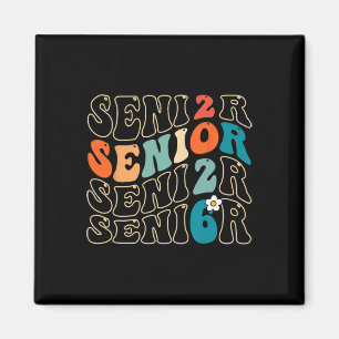 Senior 2026 Klas van 2026 Retro Groovy Afstudeer G Magneet