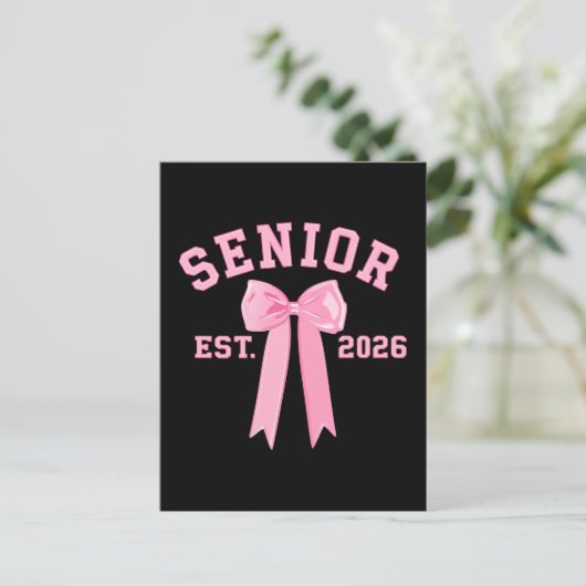 Senior 2026 Pink Bow Briefkaart (Staand voorkant)