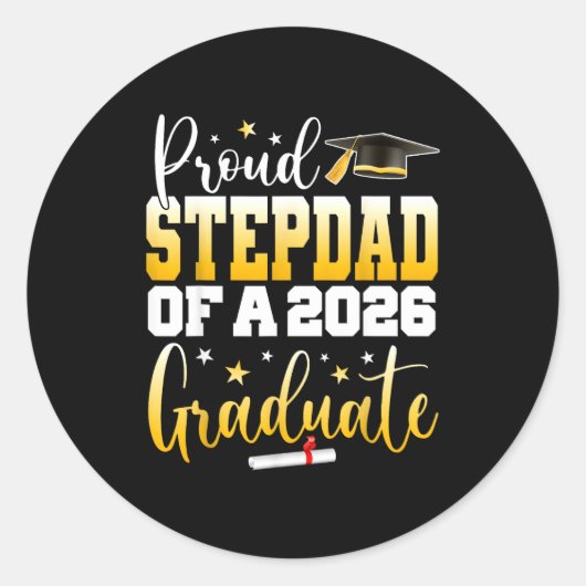 Senior 2026 Proud Stepdad Class Ronde Sticker (Voorkant)