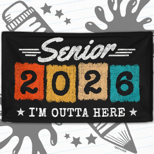 Senior 2026 Retro Afstudeerquote Meerkleurig Spandoek