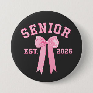 Senior 2026 Roze Strik Ronde Button 7,6 Cm