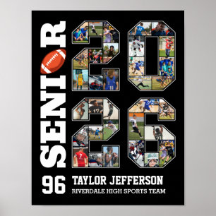 Senior 2026 Voetbalteam Sport Foto Collage Poster