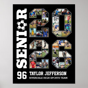 Senior 2026 Voetbalteam Sport Foto Collage Poster