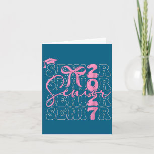 Senior 2027 Klas Coquette Roze Illustratie Kaart