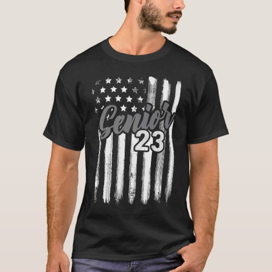 Senior 23 2023 Afstuderen Afstuderen Amerikaanse v T-shirt (Voorkant)