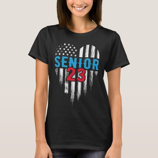 Senior 23 2023 Afstuderen Afstuderen Amerikaanse v T-shirt (Voorkant)