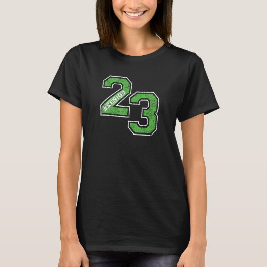 SENIOR 23 Klasse van 2023 RETRO Groene Witte AFSTU T-shirt (Voorkant)