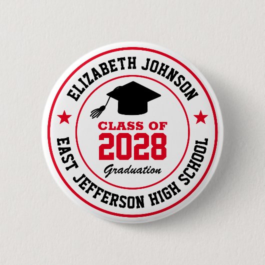 Senior Afstuderen-klasse van de middelbare school Ronde Button 5,7 Cm (Voorkant)