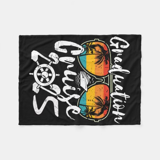 Senior Afstuderen Reiscruise 2025 Retro Scheepsond Fleece Deken (Voorkant (Horizontaal))