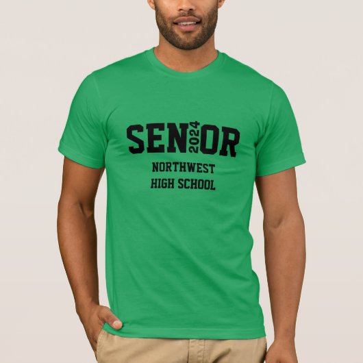 Senior Afstuderen Shirt met jaar en schoolnaam (Voorkant)