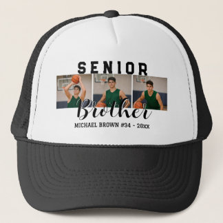 Senior Brother Custom 3 Photo Collage Basketball Trucker Pet