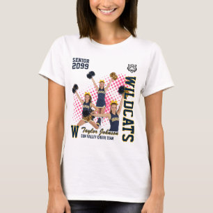Senior Cheer Team Aangepaste Fotocollage Blauw T-shirt