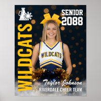 Senior Cheer Team Cheerleader Foto Goud Zwart