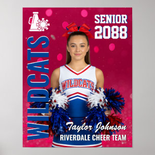 Senior Cheer Team Cheerleader Foto Roze Confetti Poster
