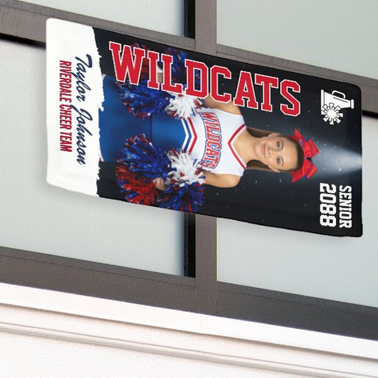 Senior Cheer Team Custom Sports Cheerleader Photo Spandoek (Buitenkant Gebouw)