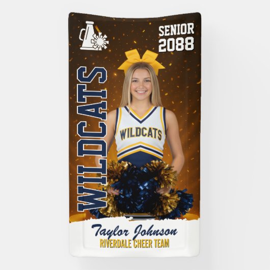 Senior Cheer Team Custom Sports Photo Cheerleading Spandoek (Verticaal)