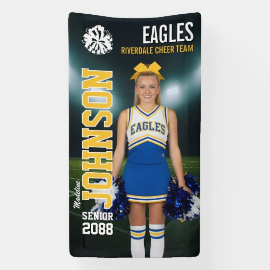 Senior Cheerleader Custom Cheer Team Photo Spandoek (Verticaal)