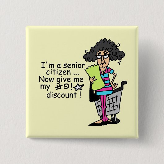 Senior Citizen Discount Vierkante Button 5,1 Cm (Voorkant)
