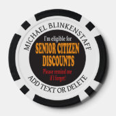 Senior Citizen Korting Herinnering Ontwerp | HUMOR Poker Chips (Achterkant)