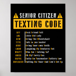 Senior Citizen's Texting Code Cadeau voor Gra Poster