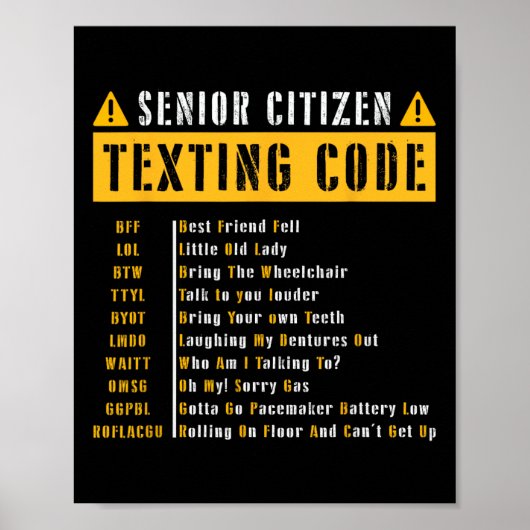 Senior Citizen's Texting Code Cadeau voor Gra Poster (Voorkant)