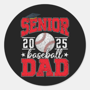 Senior Dad 2025 Baseball CL van 2025 Grappig Gradu Ronde Sticker