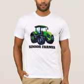 "Senior Farmer" en Green Tractor T-Shirt (Voorkant)