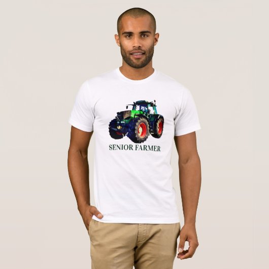 "Senior Farmer" en Green Tractor T-Shirt (Voorkant volledig)